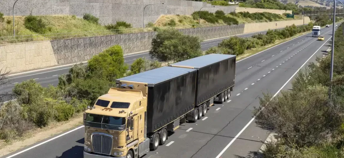 Aerial of Trucks on the Highway